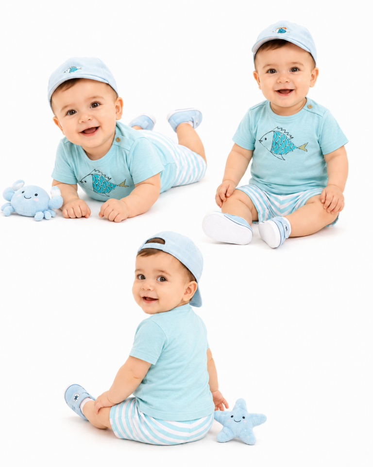 Babyboy Erkek Bebek Balıklı Yazlık T-shirt