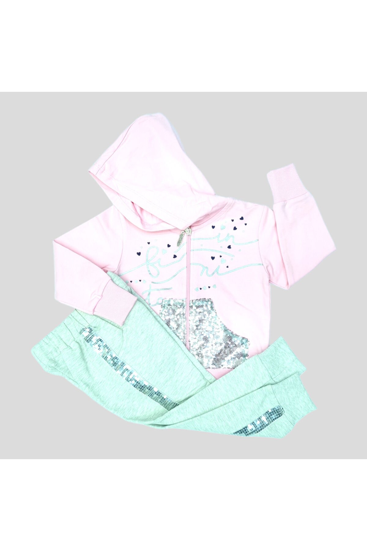 Pelops Kız Bebek Spor Eşofman Takım Pembe - 3-4 Yaş