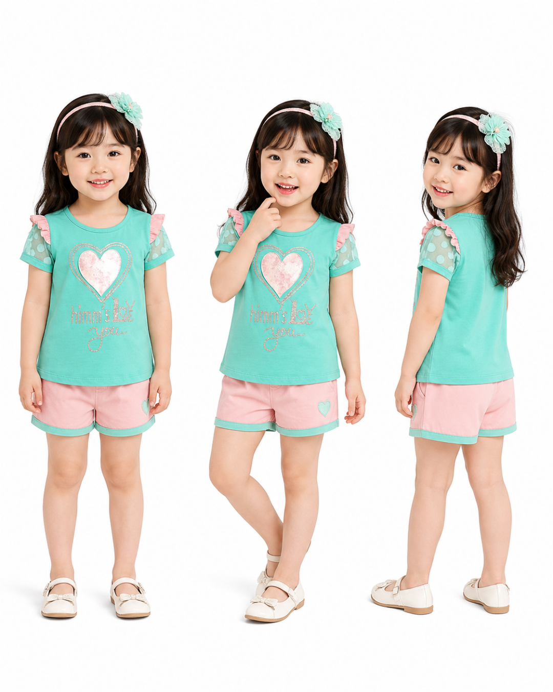 Hmms Kız Bebek Kalpli Yazlık T-shirt
