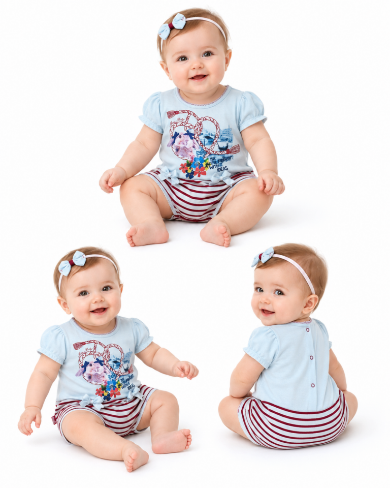 Maia Kız Bebek Tavşanlı Yazlık Tulum