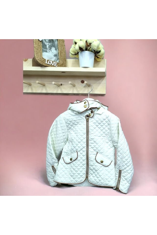 Gamzelim Kız Çocuk Kapitone Mont Beyaz - 4 Yaş