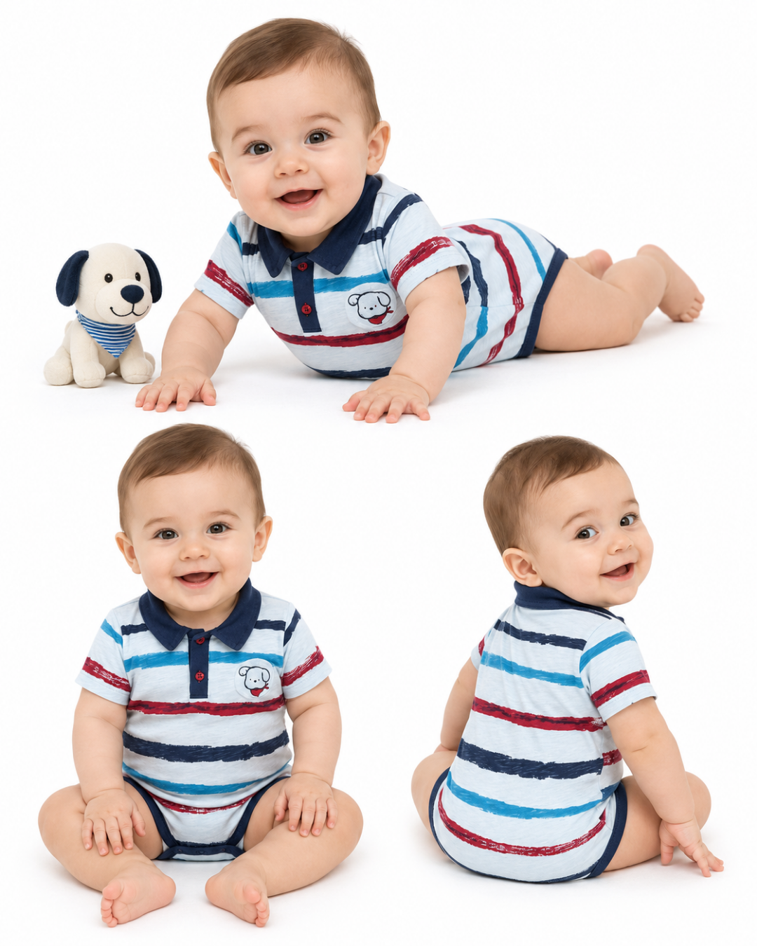 Flexi Erkek Bebek Bebe Yaka Yazlık Tulum