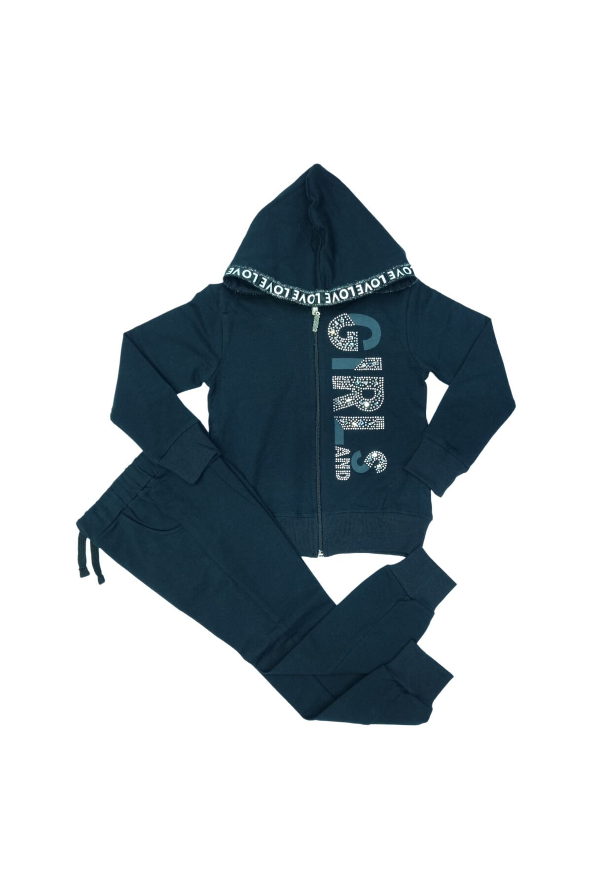 Pelops Kız Çocuk Spor Eşofman Takım Siyah - 7-8 Yaş