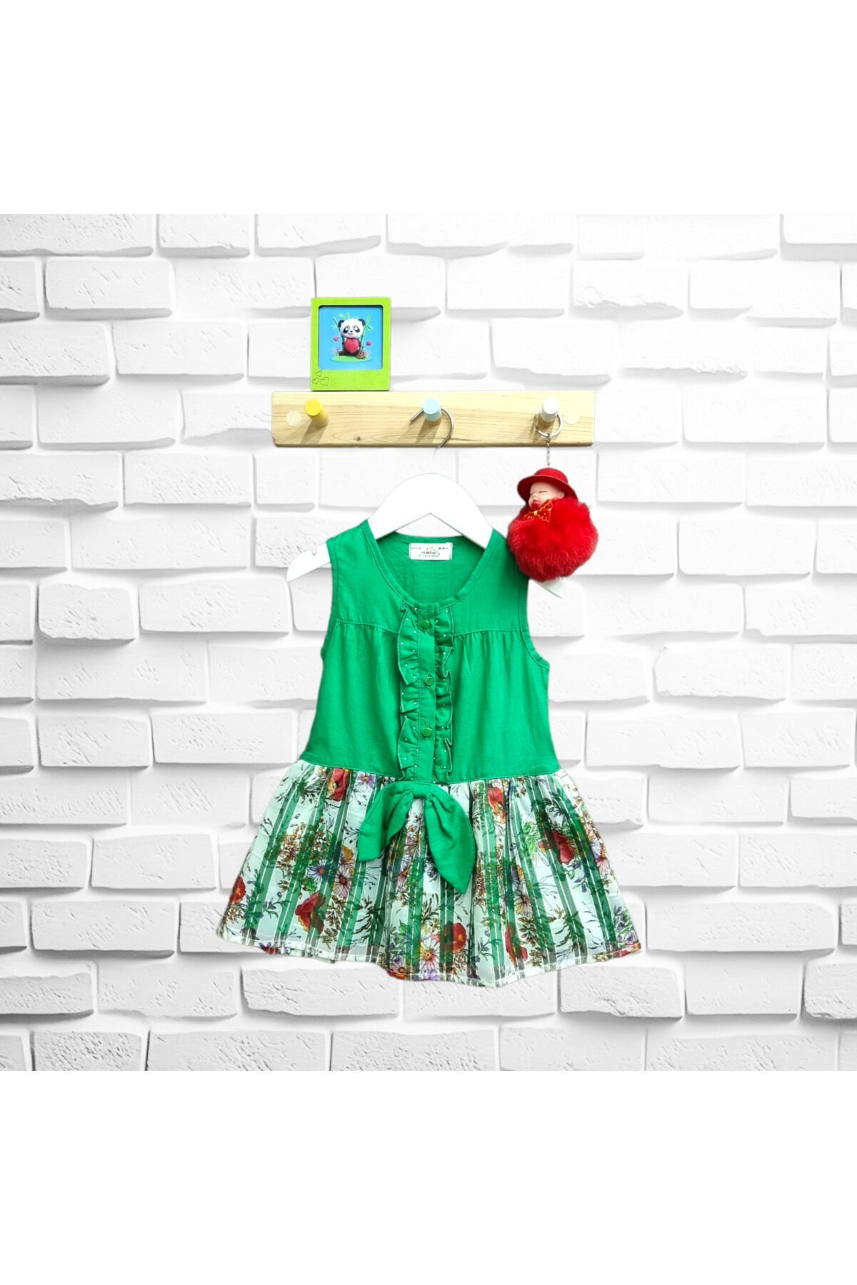 Maia Kız Bebek Çiçekli Keten Elbise