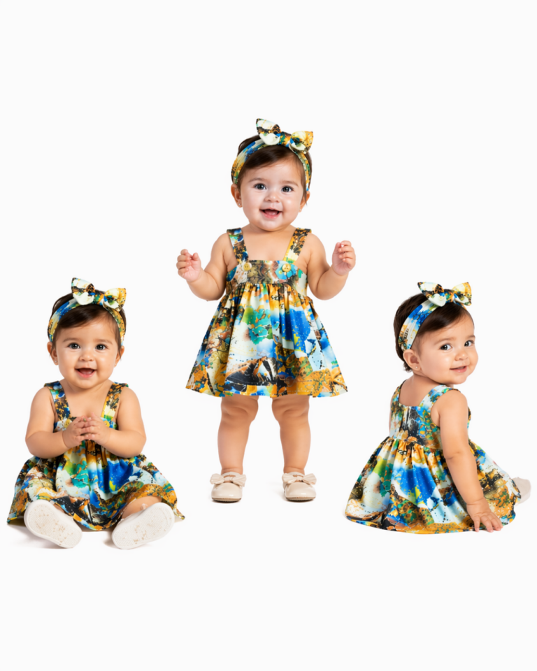 Maia Kız Bebek Renkli Askılı Yazlık Elbise