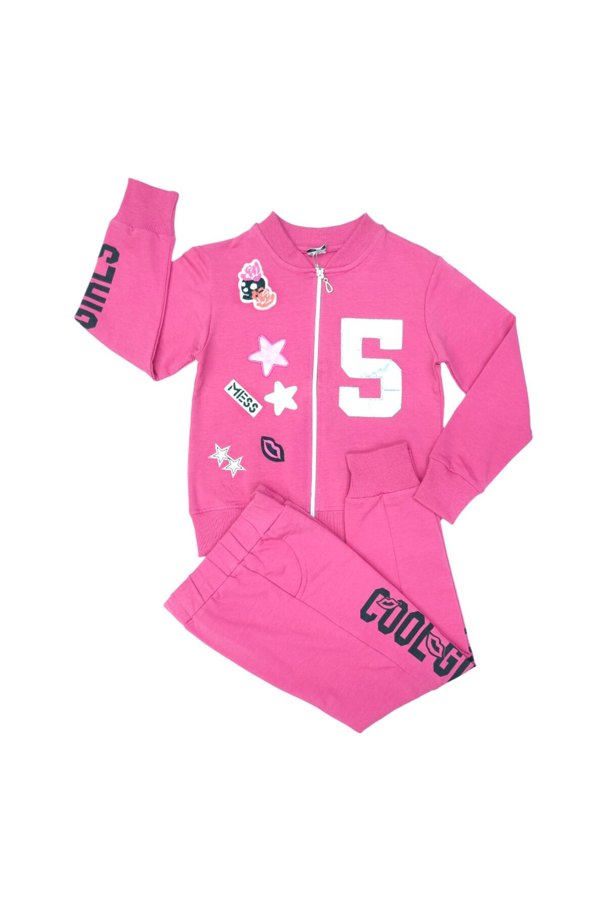 Pelops Kız Çocuk Spor Eşofman Takım Pembe - 7-8 Yaş
