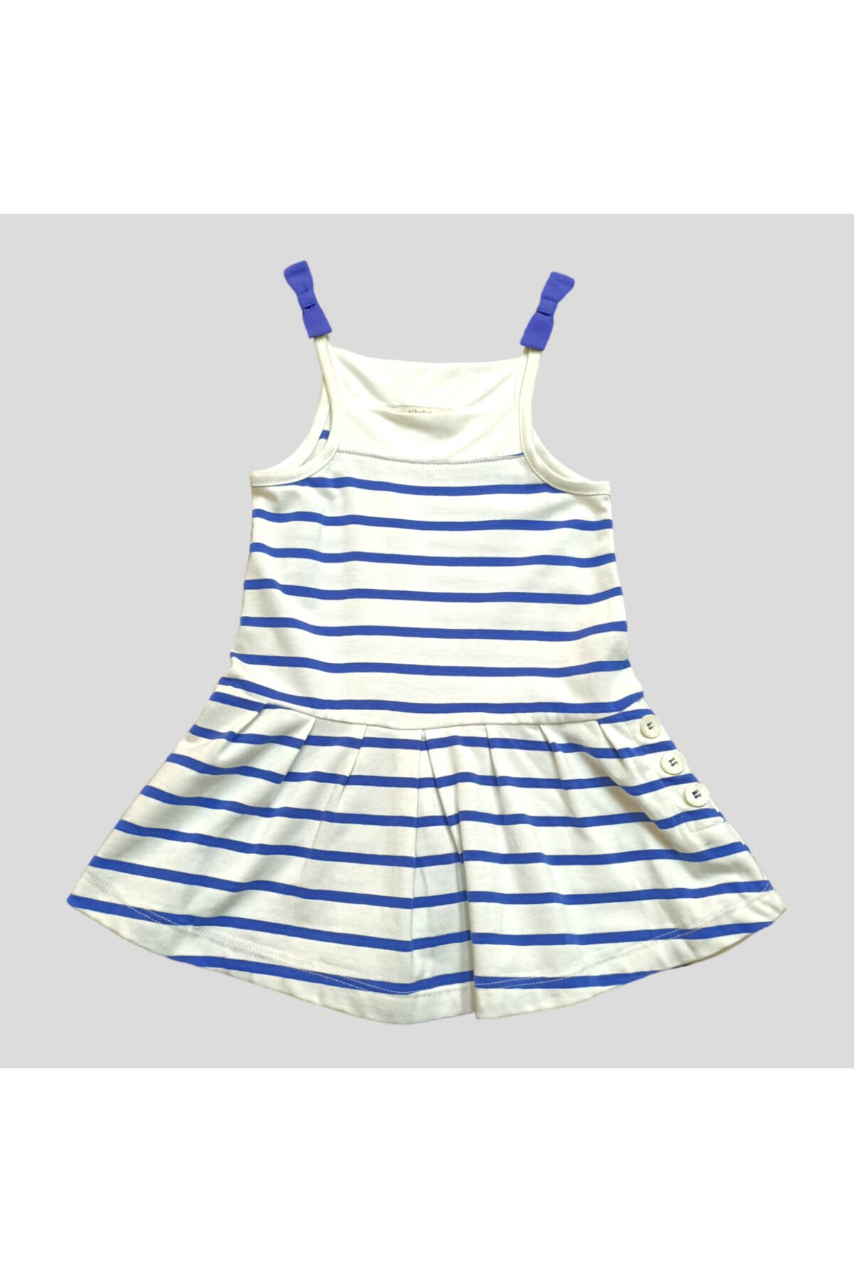 Çikoby Kız Bebek İp Askılı Çizgili Yazlık Elbise