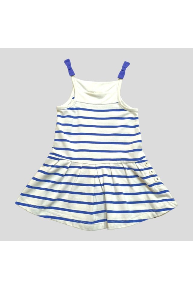 Çikoby Kız Bebek İp Askılı Çizgili Elbise