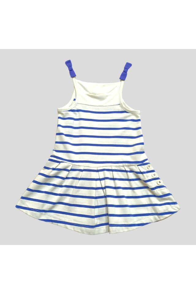 Çikoby Kız Bebek İp Askılı Çizgili Yazlık Elbise