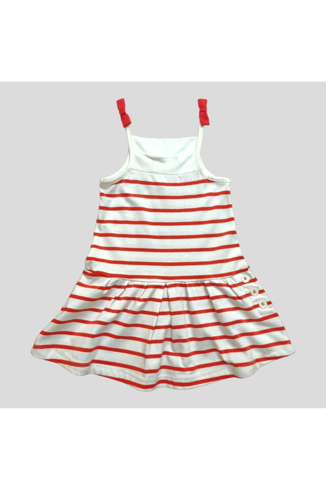 Çikoby Kız Bebek İp Askılı Çizgili Yazlık Elbise