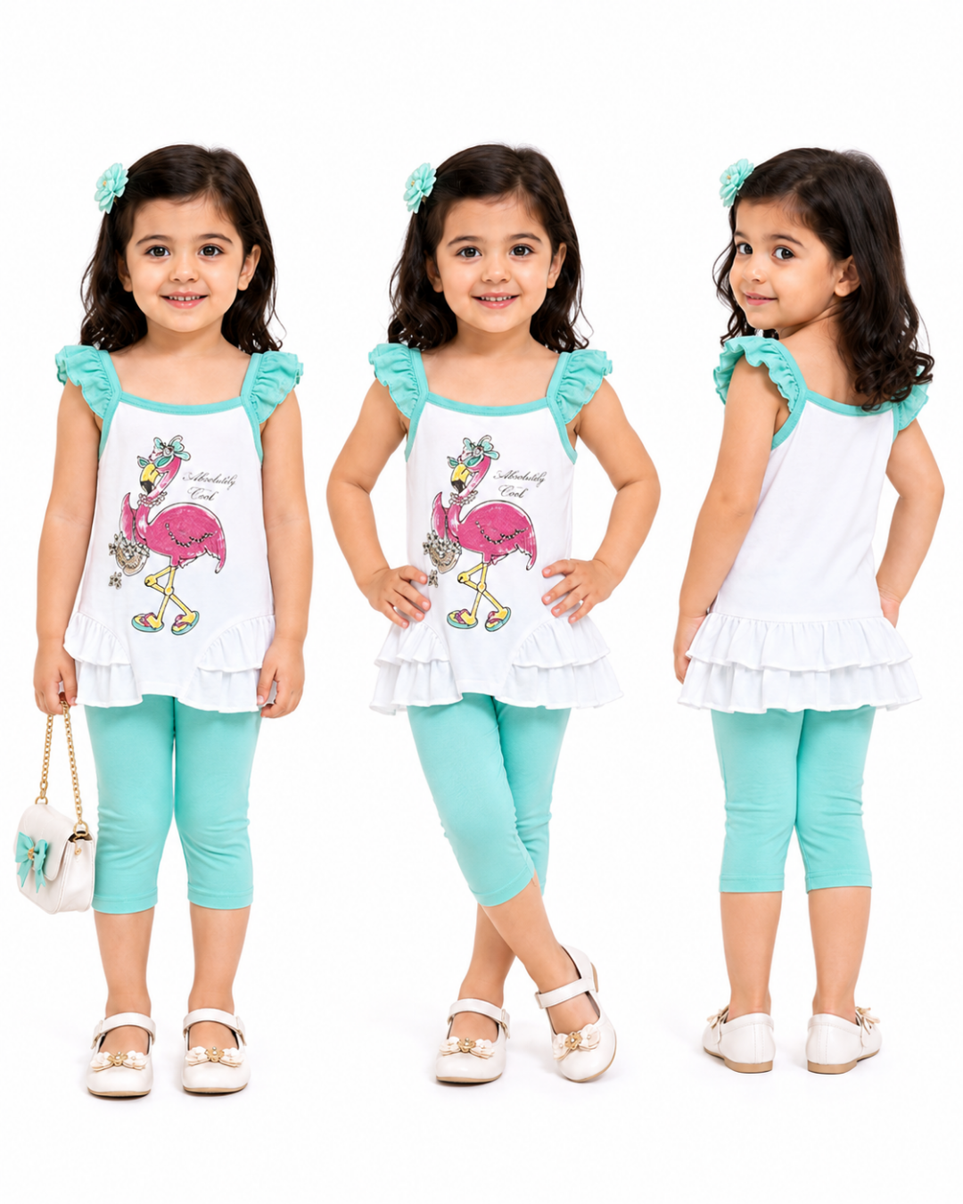 Çikoby Kız Bebek Taytlı Yazlık Takım