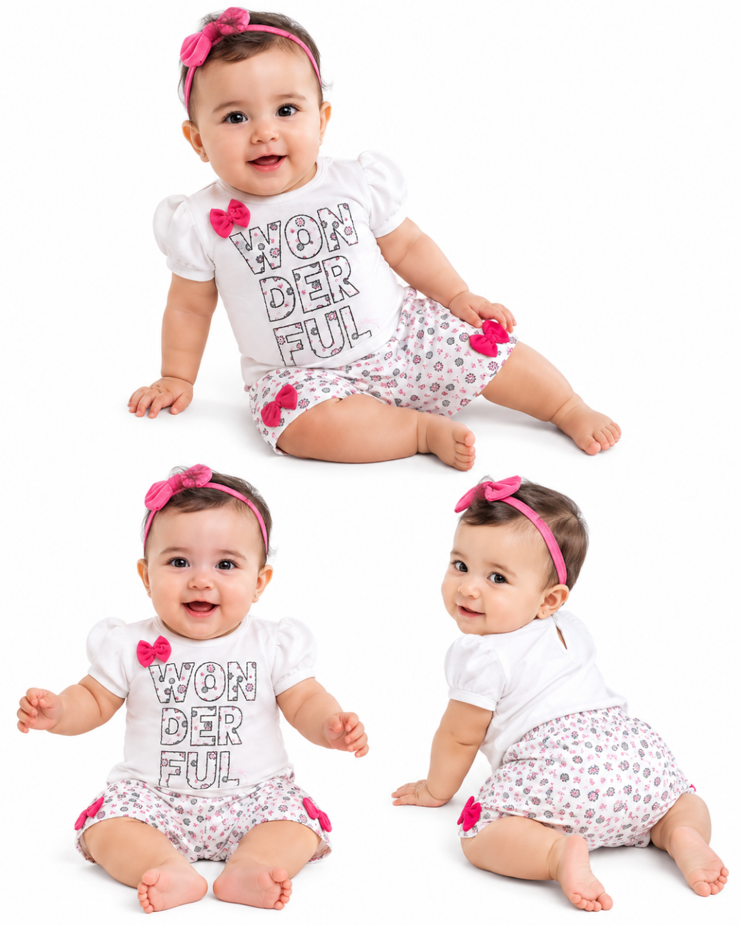 Minice Kız Bebek Wonderful Çiçekli Yazlık Takım