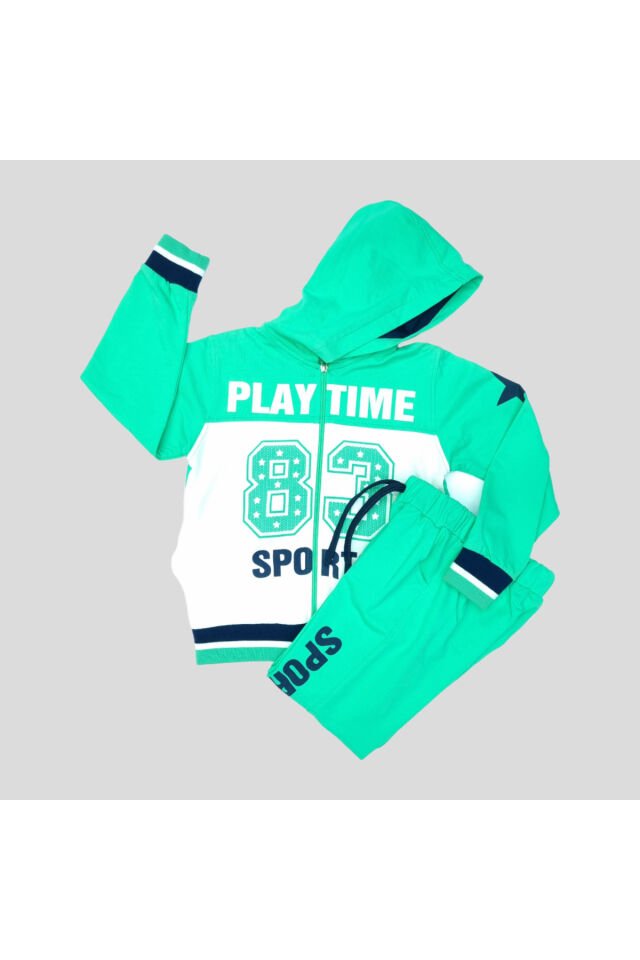 Pelops Erkek Çocuk Spor Eşofman Takım Yeşil - 6-7 Yaş
