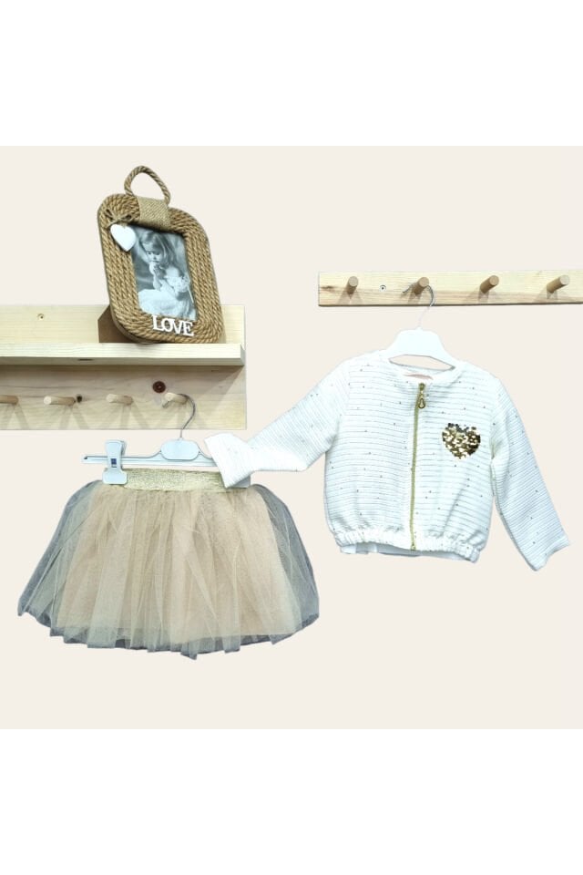 Missrose Kız Bebek Üçlü Etekli Takım Pudra - 1 Yaş