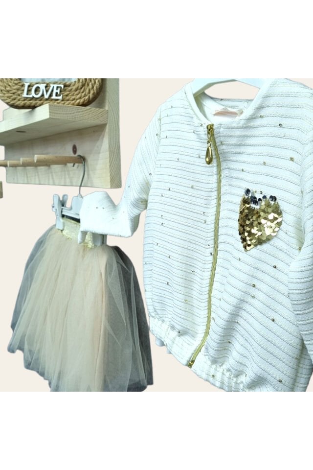 Missrose Kız Bebek Üçlü Etekli Takım Pudra - 1 Yaş
