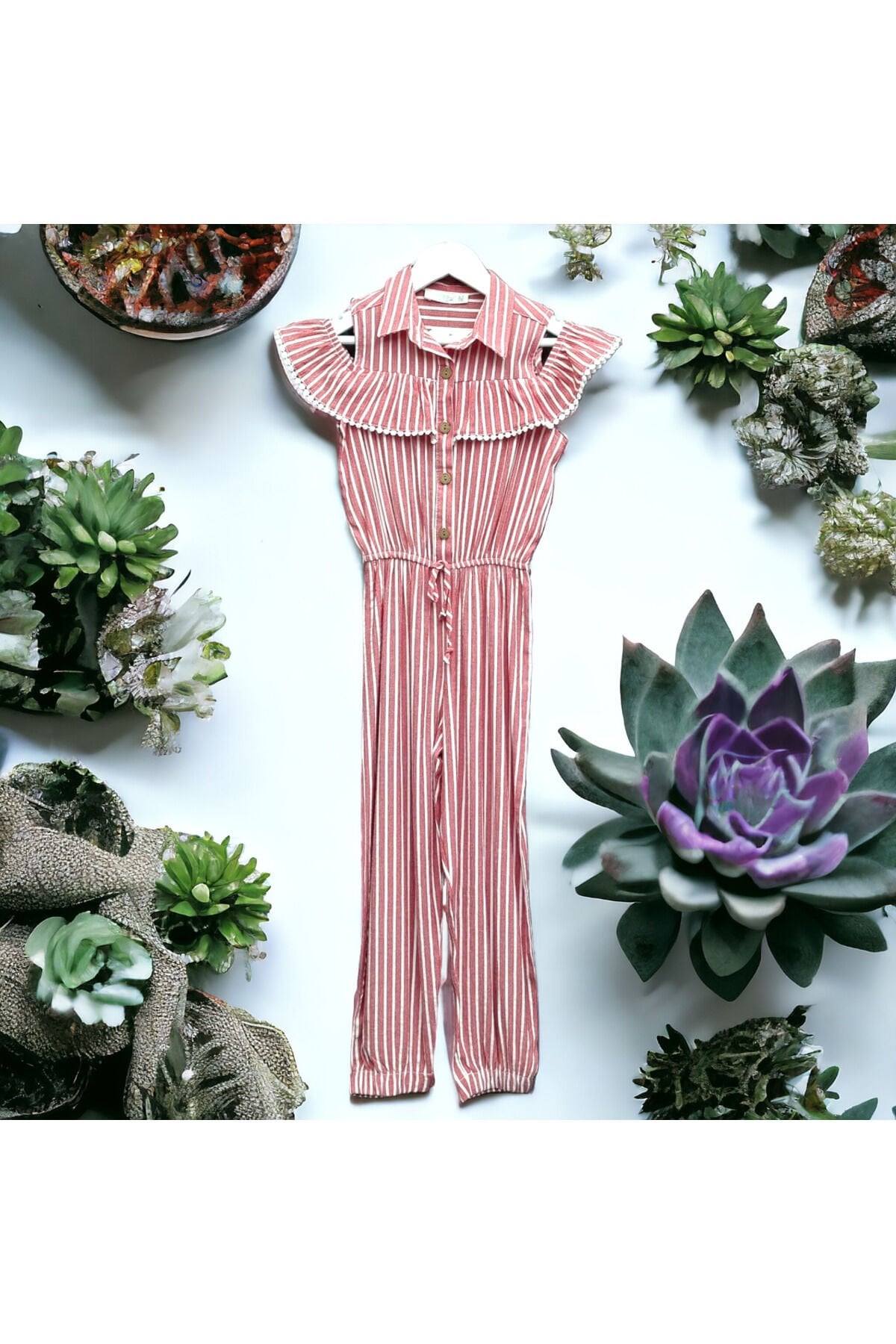 Wizzy Kız Çocuk Yazlık Tulum Elbise Pembe - 8-9 Yaş