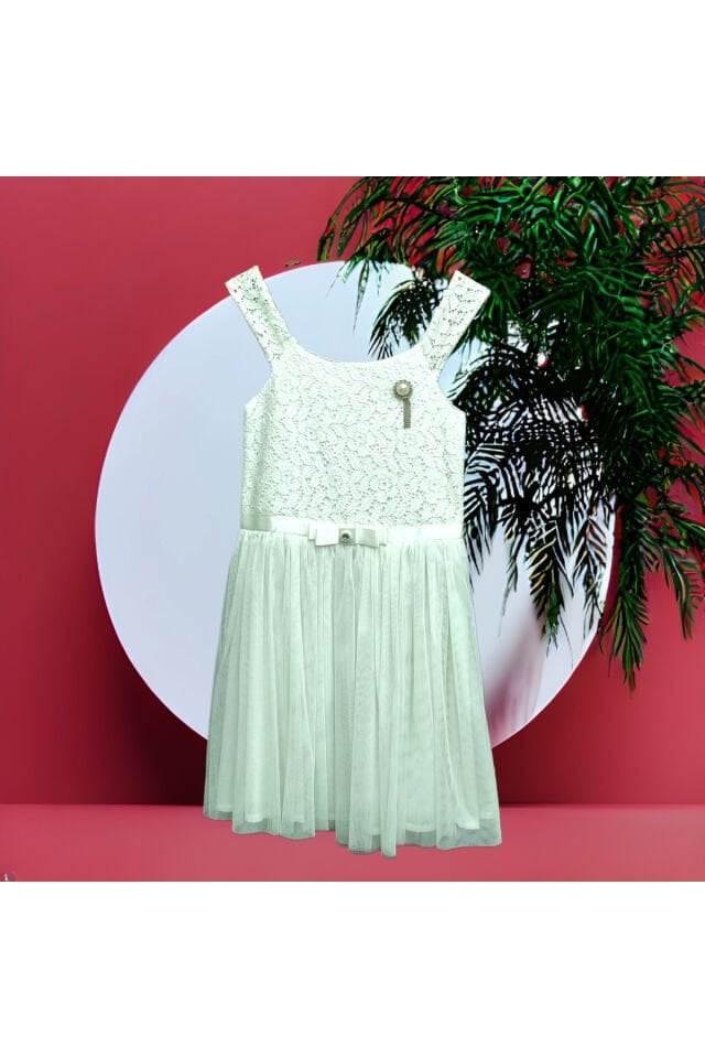 Wizzy Kız Çocuk Tül Etekli Sıfır Kol  Yazlık Elbise