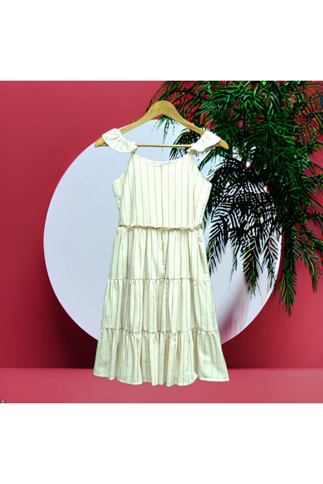 Wizzy Genç Kız Hasır Kemerli Keten Elbise