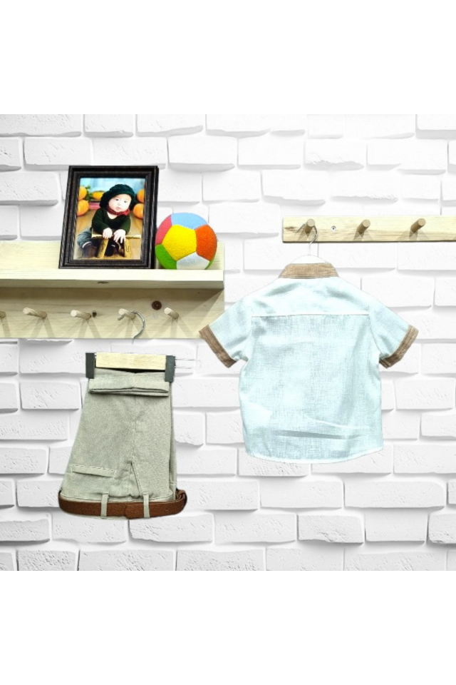 Moda Grande Erkek Bebek Keten Şortlu Takım
