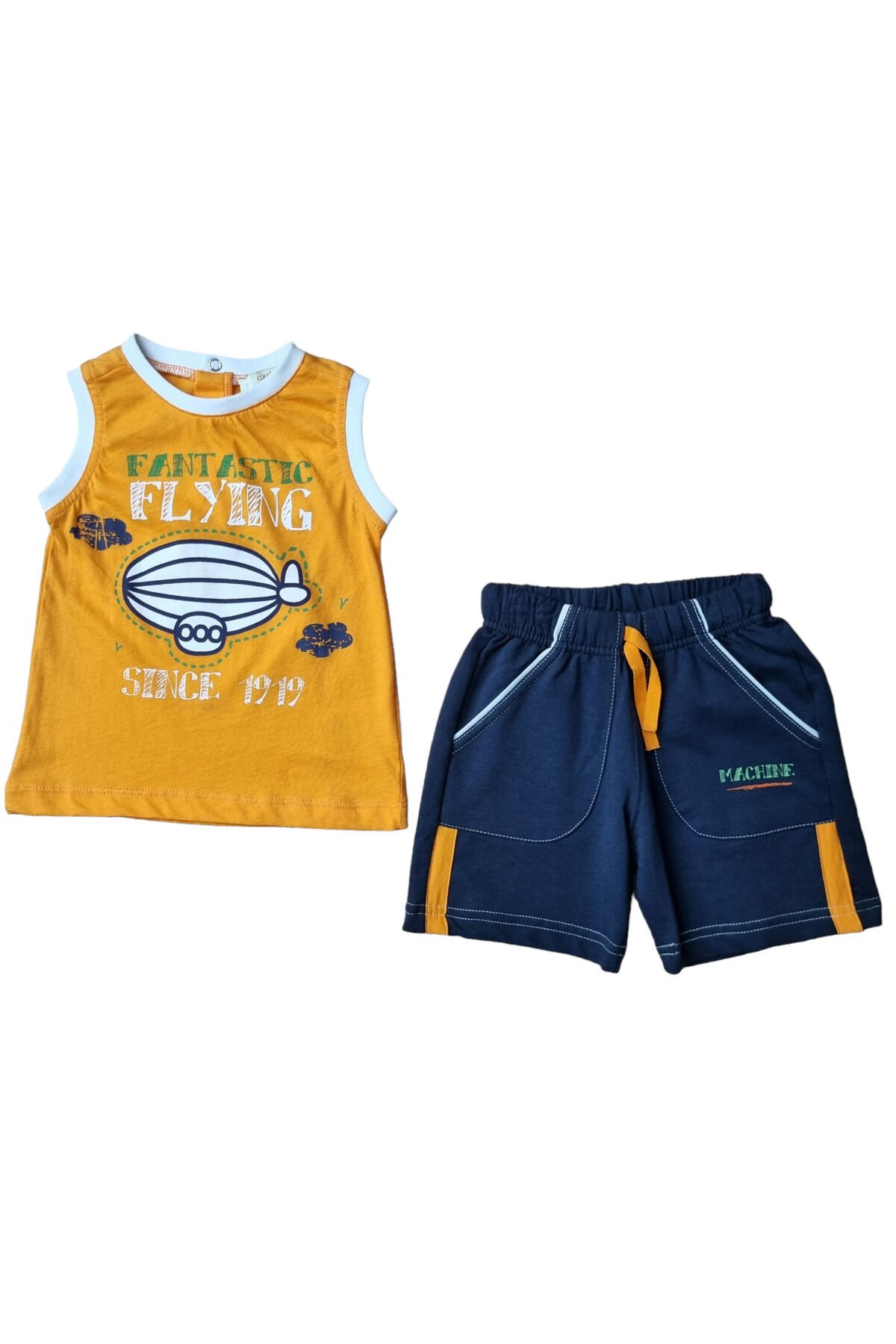 Çikoby Erkek Bebek Zeplin Baskılı Şortlu Yazlık Takım