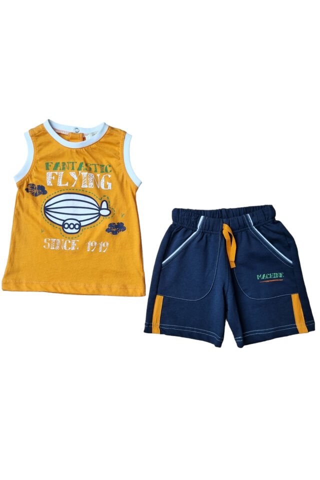Çikoby Erkek Bebek Zeplin Baskılı Şortlu Yazlık Takım