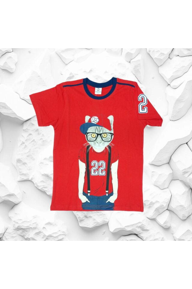 Rolypoly Şapkalı Kedi Baskılı Erkek Çocuk Şortlu Takım