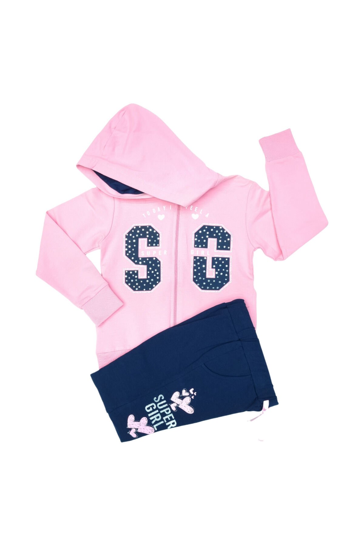 Pelops Kız Çocuk Spor Eşofman Takım Pembe - 7-8 Yaş