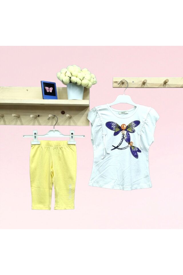 Çikoby Kız Bebek Kelebekli Taytlı Yazlık Takım