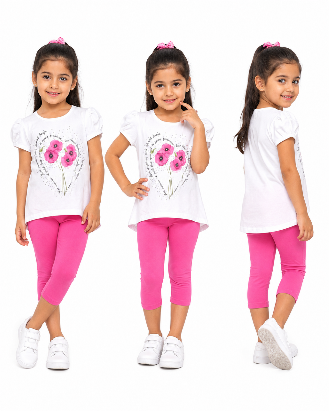 Breeze Kız Bebek Taş Süslemeli Çiçek Baskılı Taytlı Takım