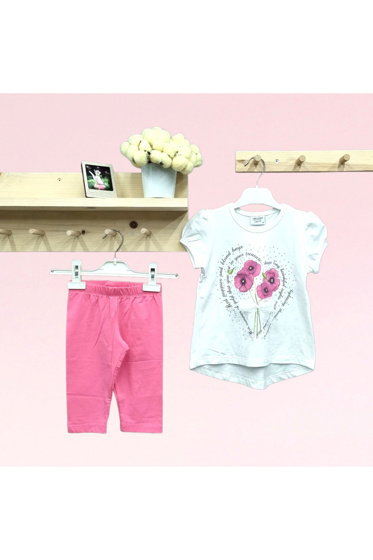 Breeze Kız Bebek Taş Süslemeli Çiçek Baskılı Taytlı Takım