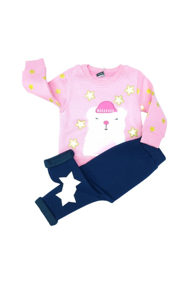 Pelops Kız Bebek Spor Eşofman Takım Pembe - 9 - 12 Ay