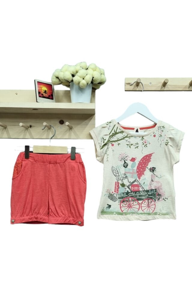 Aziz Bebe Manzara Figürlü Kız Çocuk Şortlu Takım