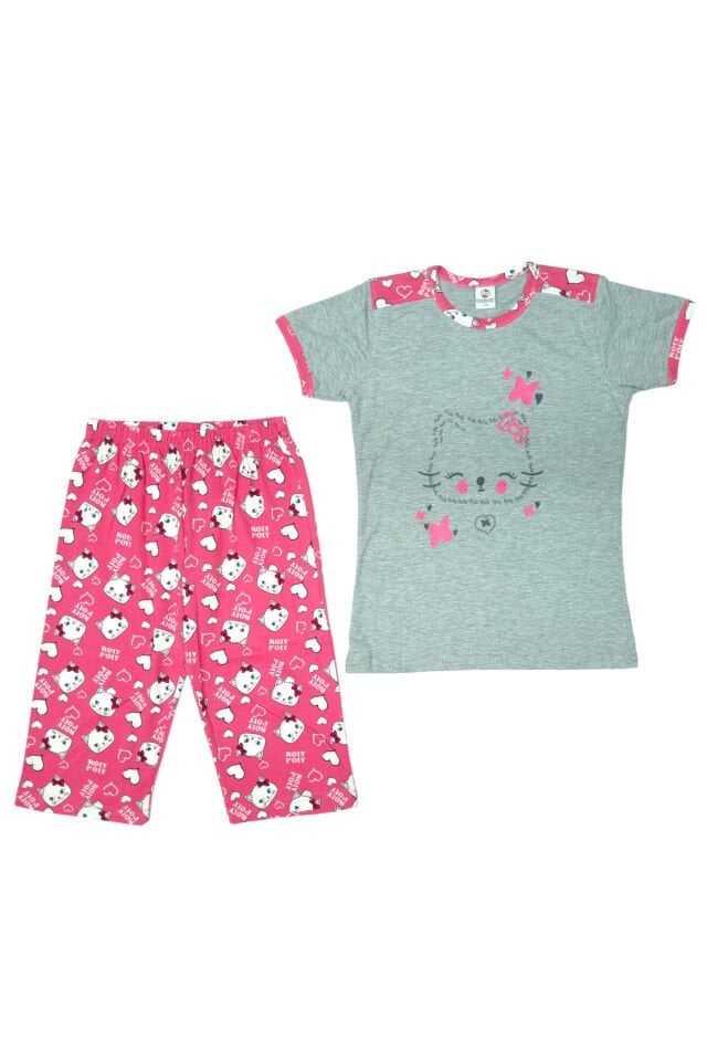 Rolypoly Sevimli Kedi Kalp Baskılı Şortlu Takım
