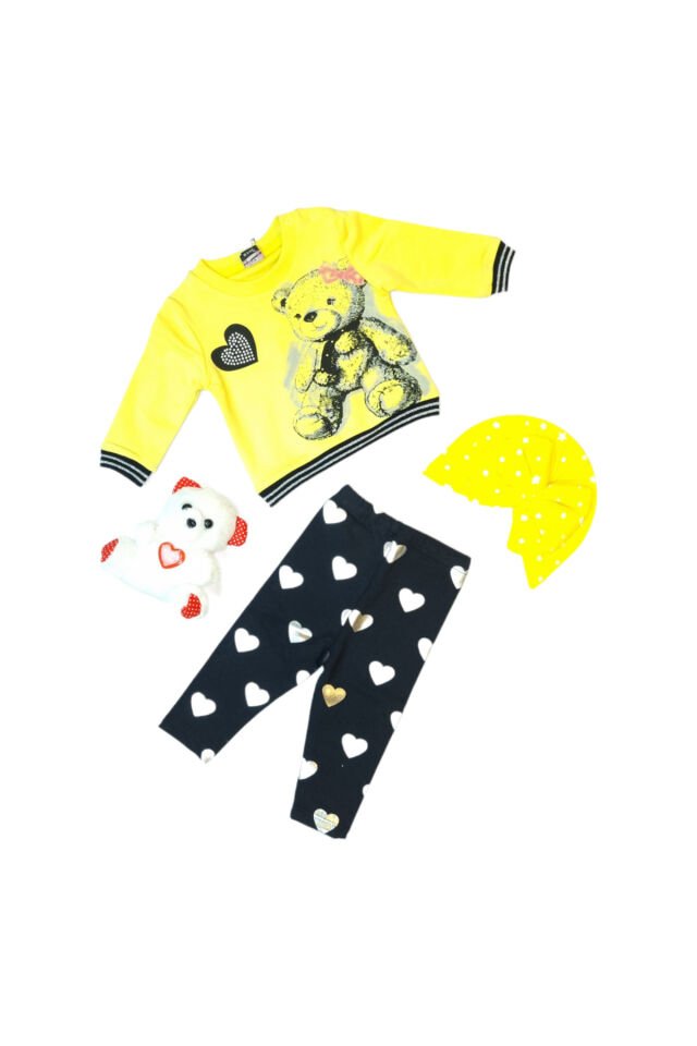 Pelops Kız Bebek Spor Taytlı Takım Sarı - 6-9 Ay