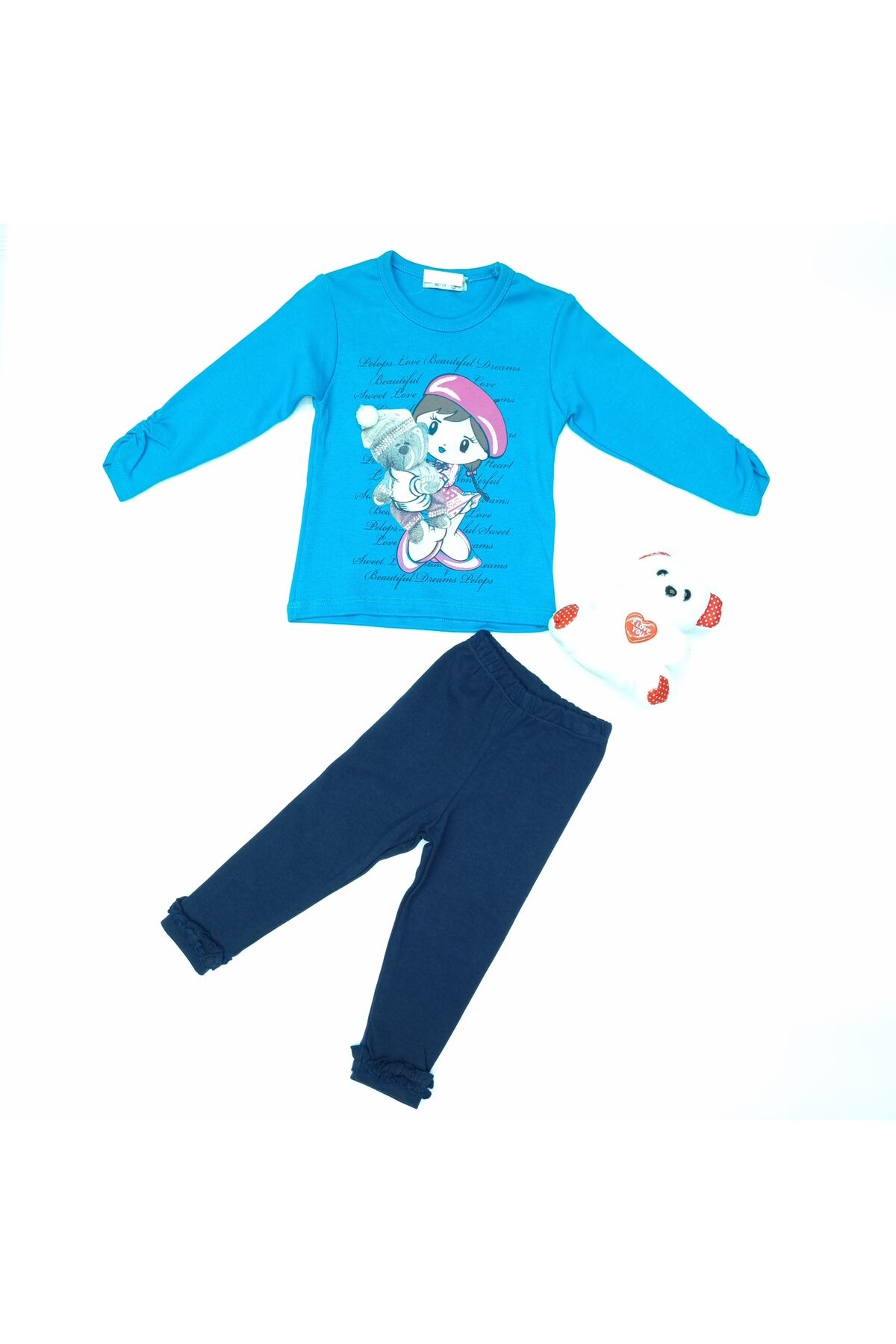 Pelops Kız Bebek Spor Taytlı Takım Mavi - 1 Yaş