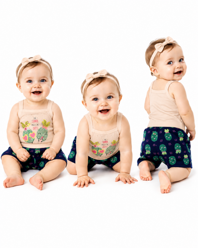 Pelops Kız Bebek Gözlüklü Limon İp Askılı Şortlu Yazlık Takım