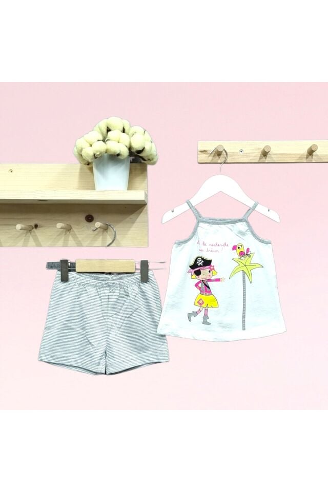 Çikoby Korsan Kız İp Askılı Şortlu Takım