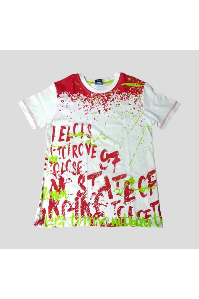 Pelops Renk Bloklu Yazılı Şortlu Takım