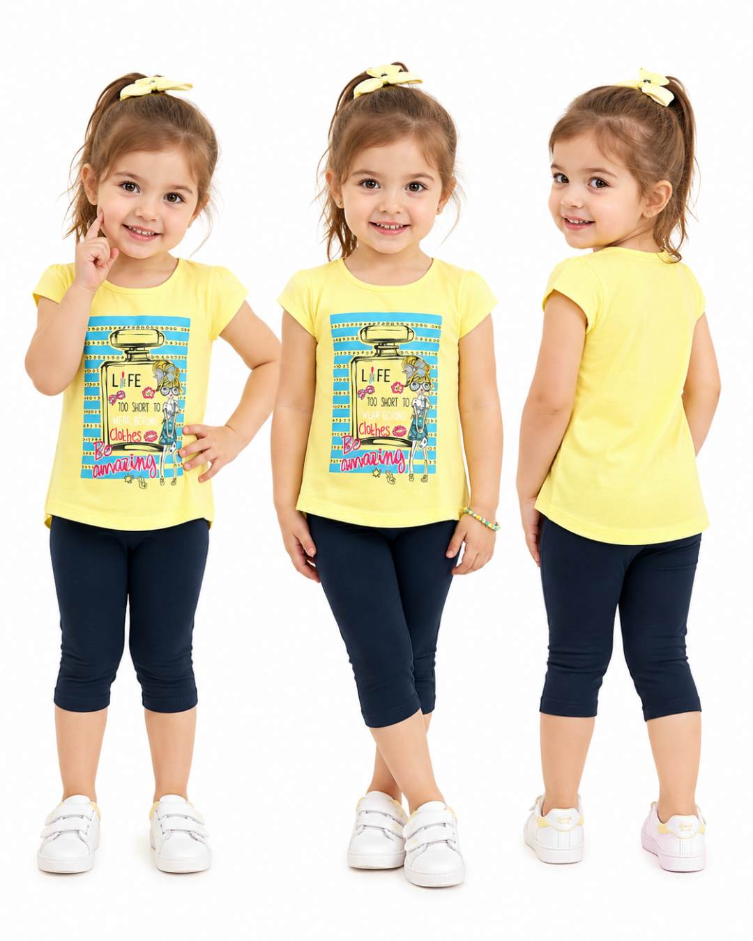 Pelops Kız Bebek Be Amazing Taş Süslemeli Taytlı Yazlık Takım