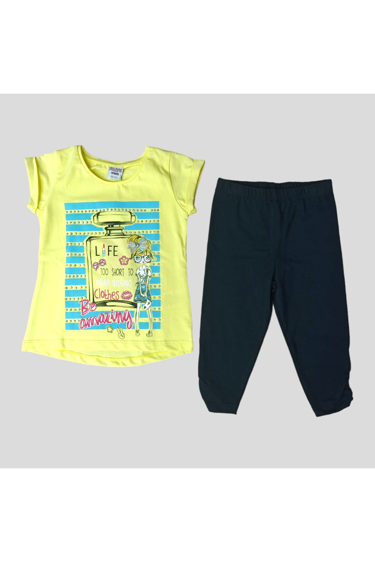 Pelops Kız Bebek Be Amazing Taş Süslemeli Taytlı Yazlık Takım