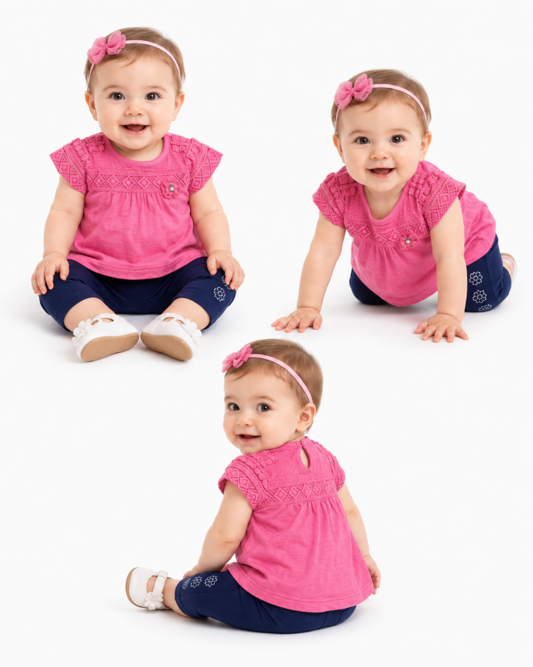 Divonette Kız Bebek Dantel İşlemeli Taytlı Yazlık Takım