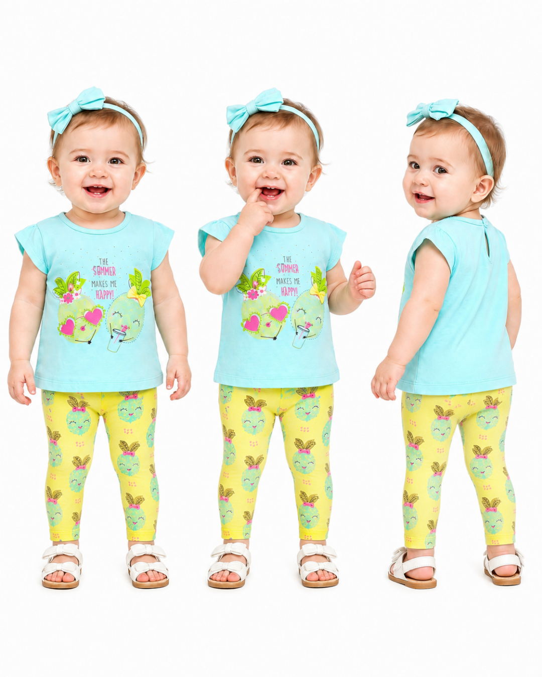 Pelops Kız Bbebek The Summer Makes Me Happy Taytlı Yazlık Takım