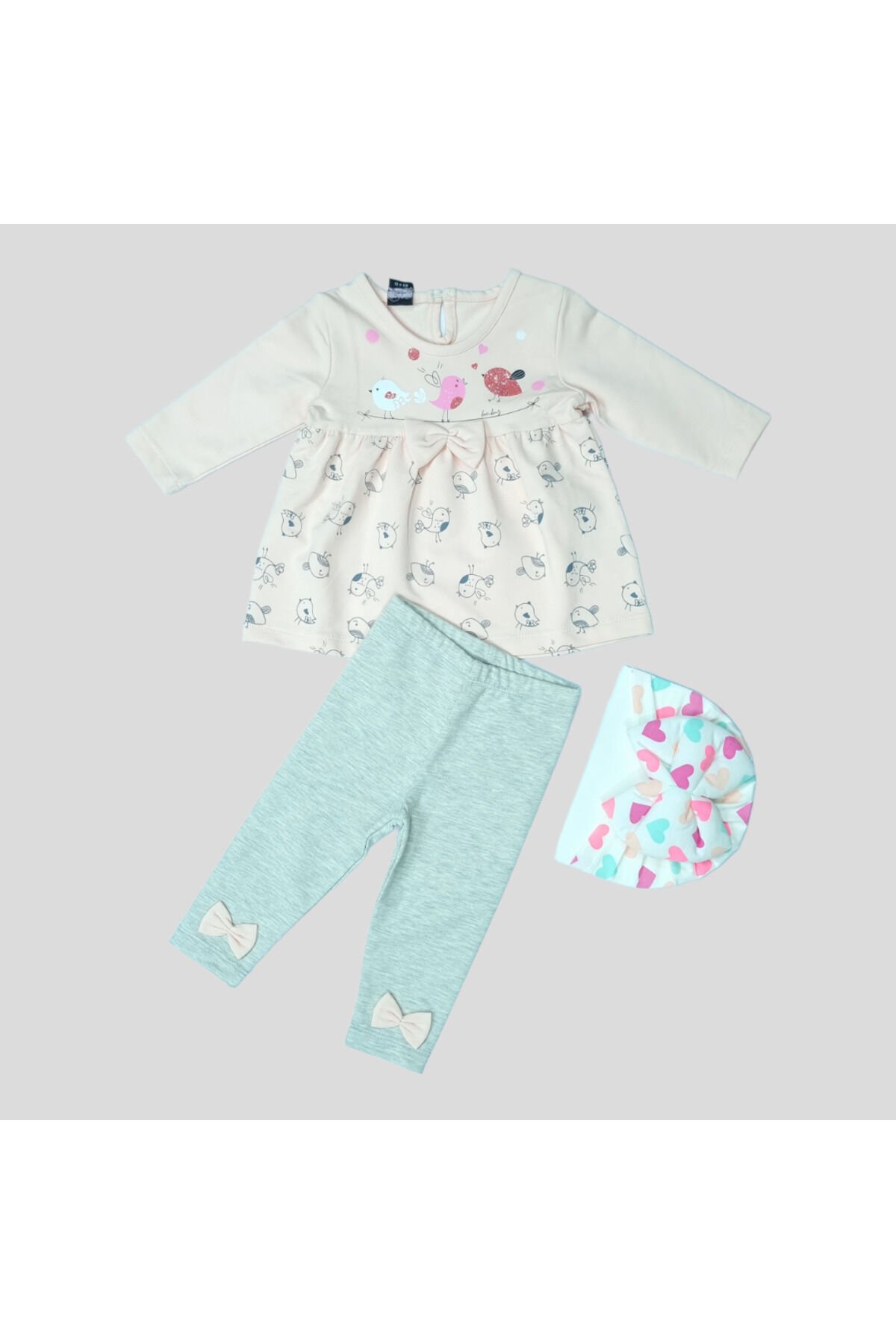 Pelops Kız Bebek Spor Taytlı Takım Krem - 12-18 Ay