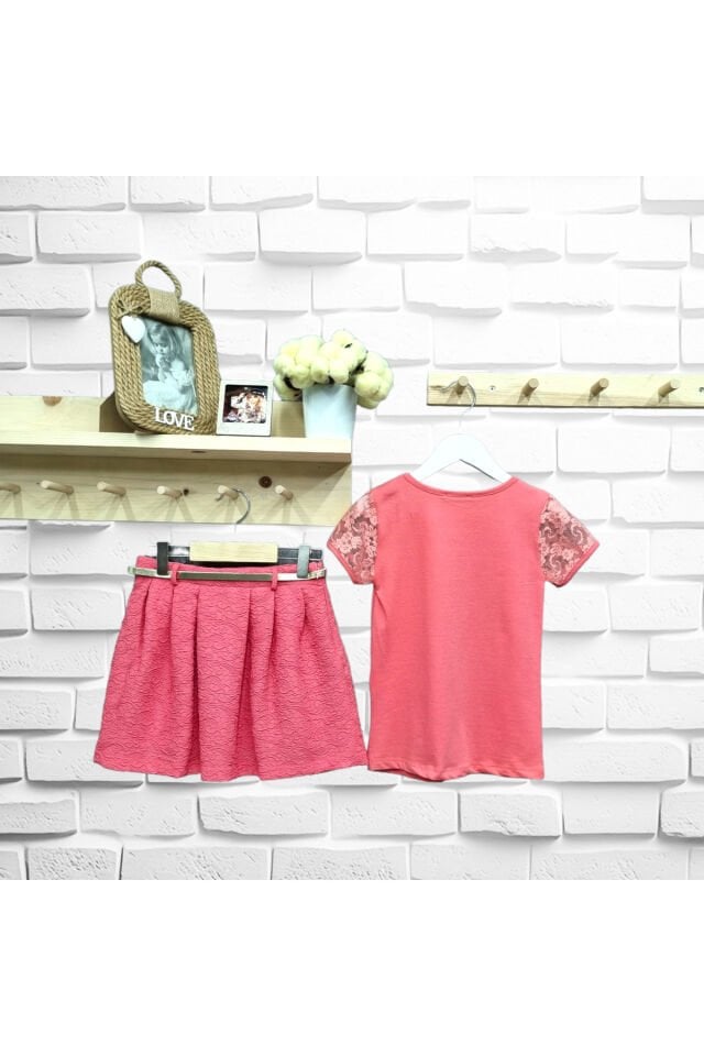 Himms Taşlı Kalp Desenli Etekli Takım