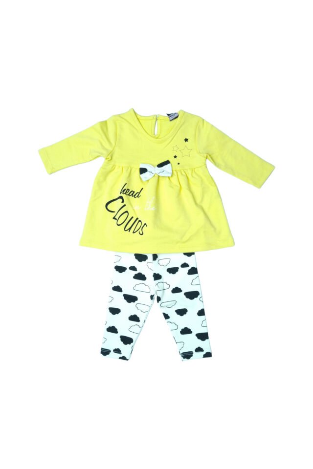 Pelops Kız Bebek Spor Taytlı Takım Sarı - 6-9 Ay