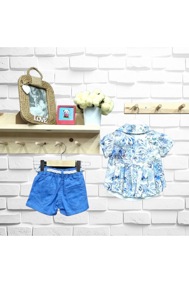 Flamini Kız Bebek Ceketli Şortlu Üçlü Yazlık Takım