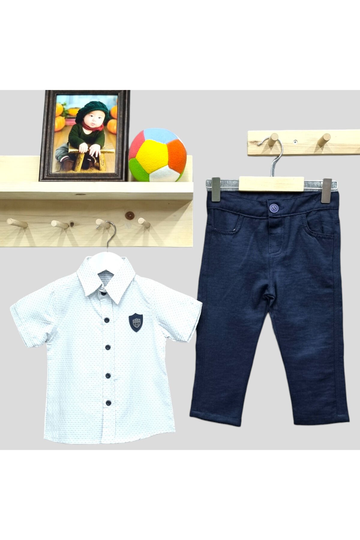 Babyunlu Erkek Bebek Keten Pantolonlu YazlıkTakım