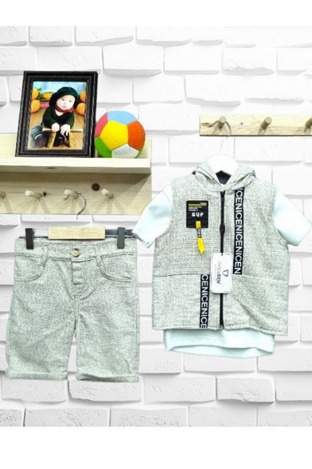 Babyboy Nice Ekstra Fosforlu Yelekli Şortlu Yazlık Takım