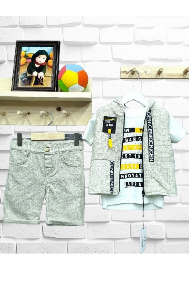 Babyboy Nice Ekstra Fosforlu Yelekli Şortlu Yazlık Takım