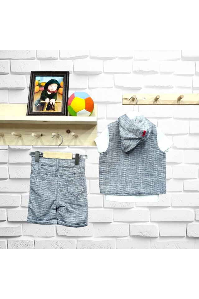 Babyboy Nice Ekstra Fosforlu Yelekli Şortlu Yazlık Takım